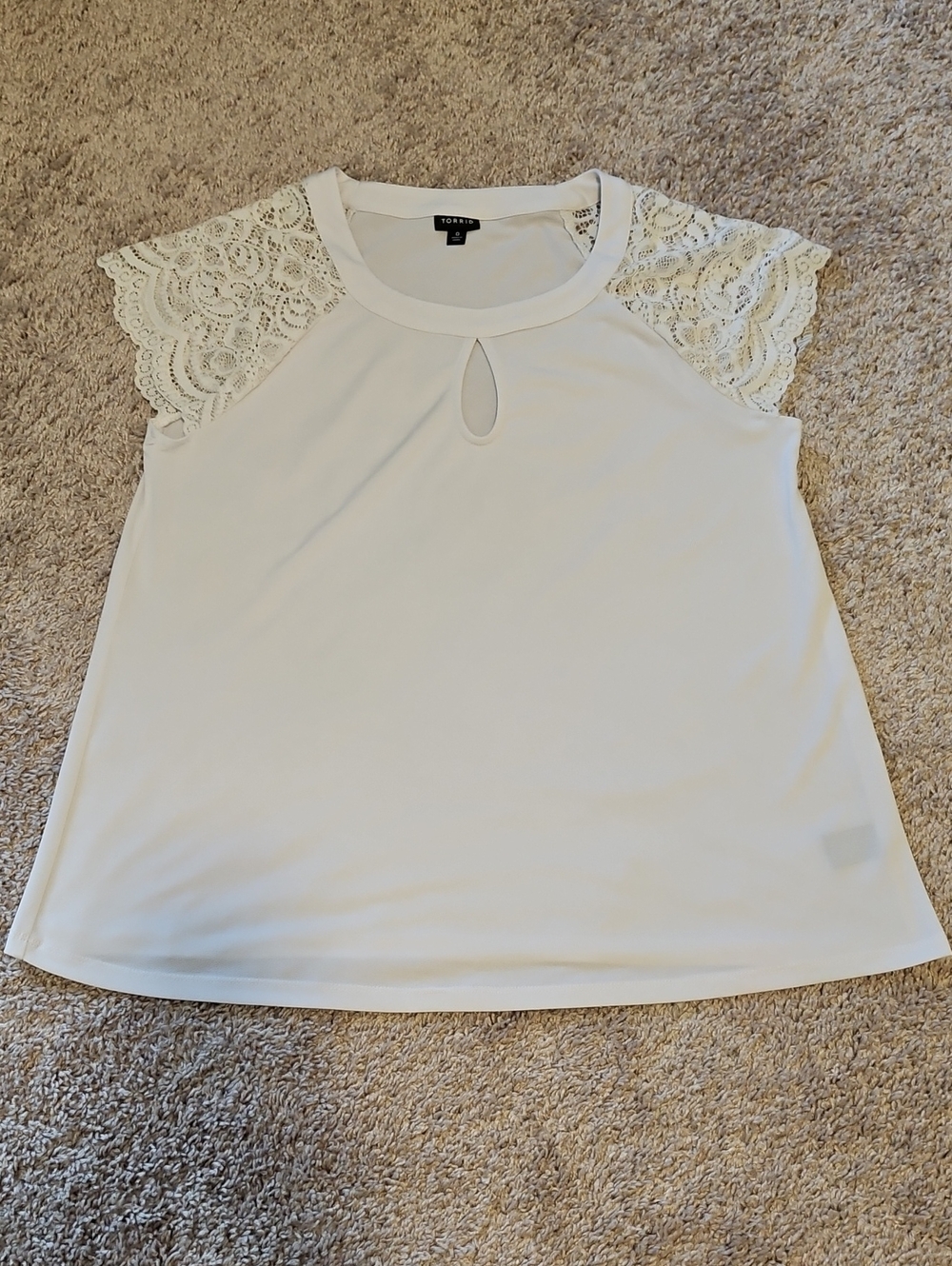 torrid White Lace Sleeve Keyhole Cap Sleeve Top